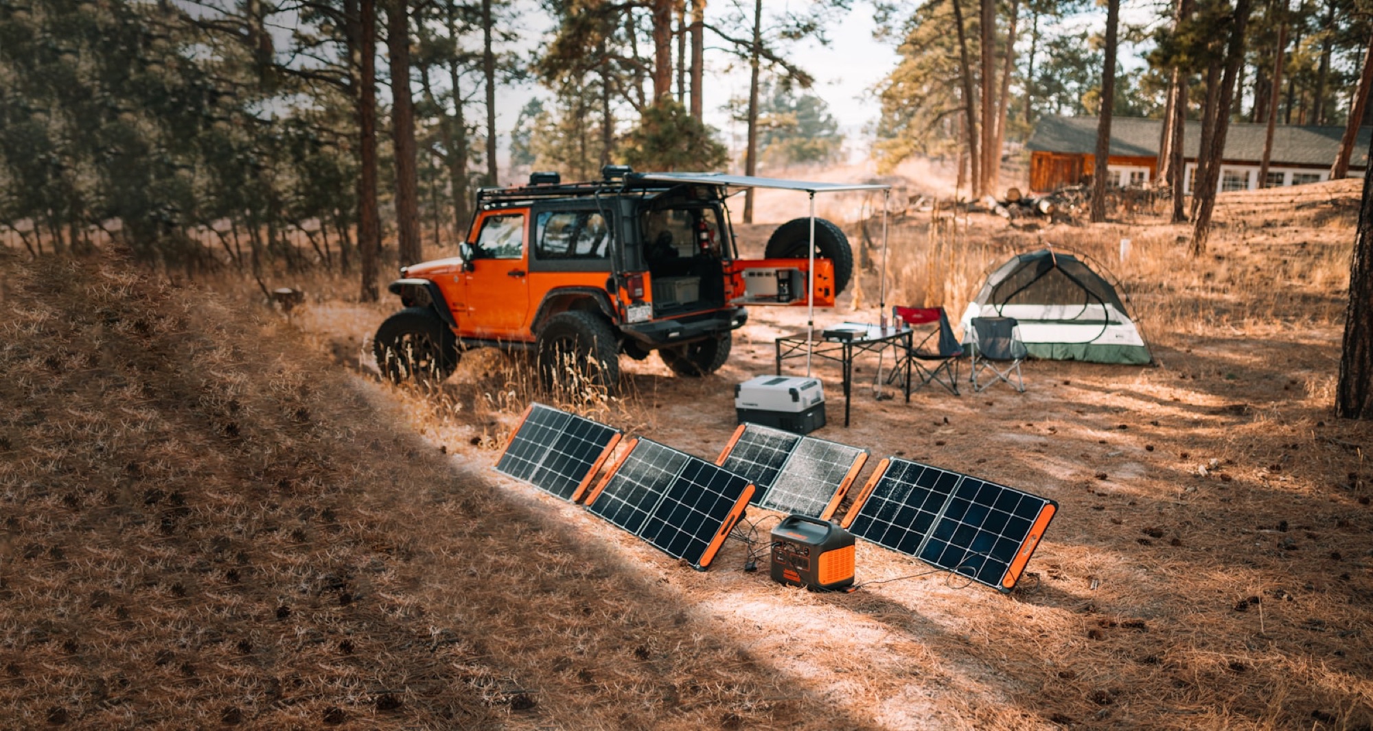 Portable power station powering camping and office devices