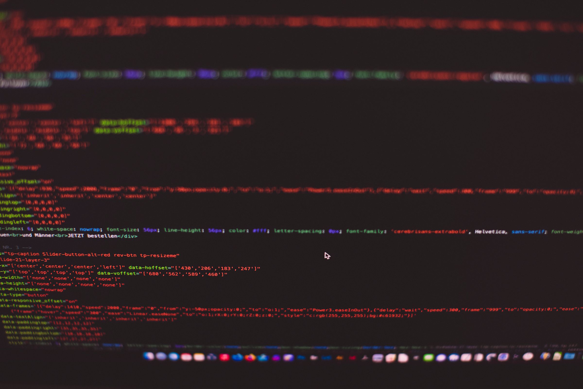 Close-up of detailed code lines displayed on a computer monitor