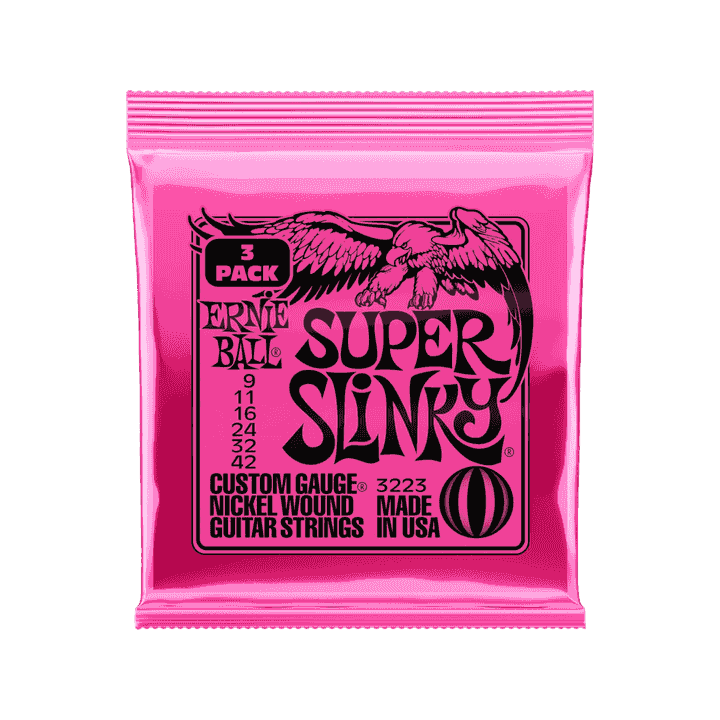 Ernie Ball Super Slinky Nickel Wound Electric Guitar Strings 3-pack 9-42